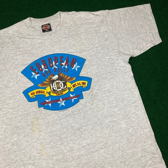 Harley-Davidson Other - Vintage Harley Davidson Shirt Mens XL Gray 1994 European Hog Rally Single Stitch